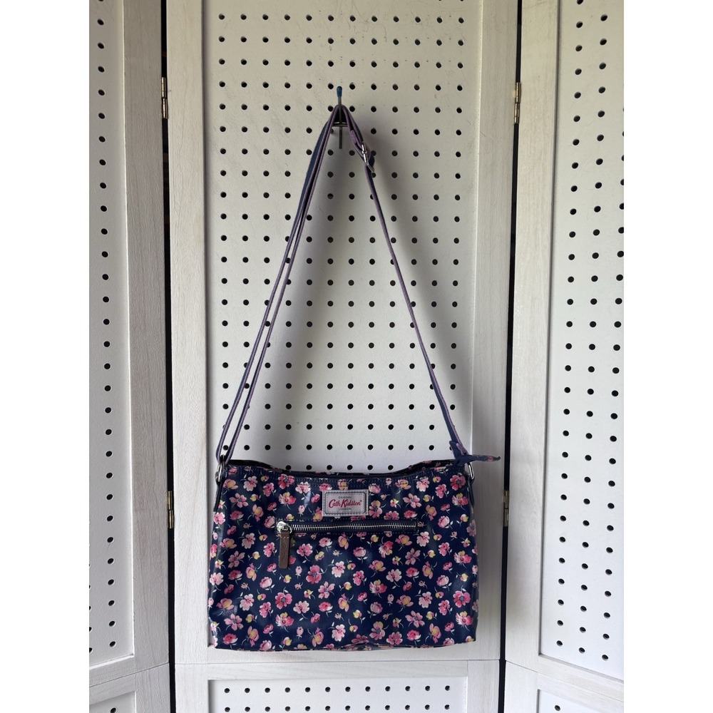 Cath Kidston Bag Purse Oilcloth Shoulder Crossbody Blue Pink‎ Floral